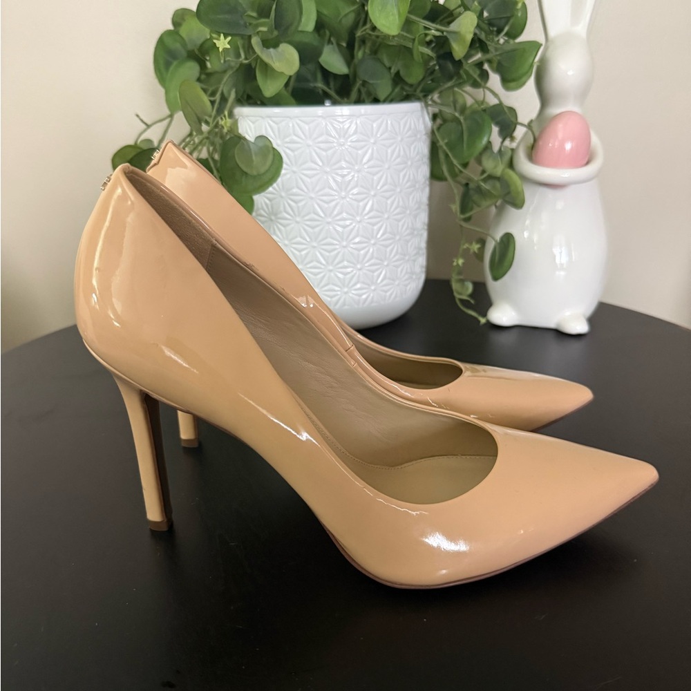 Sam Edelman Classic Nude Patent Pointed-Toe Stiletto Pumps - Women Shoes 10